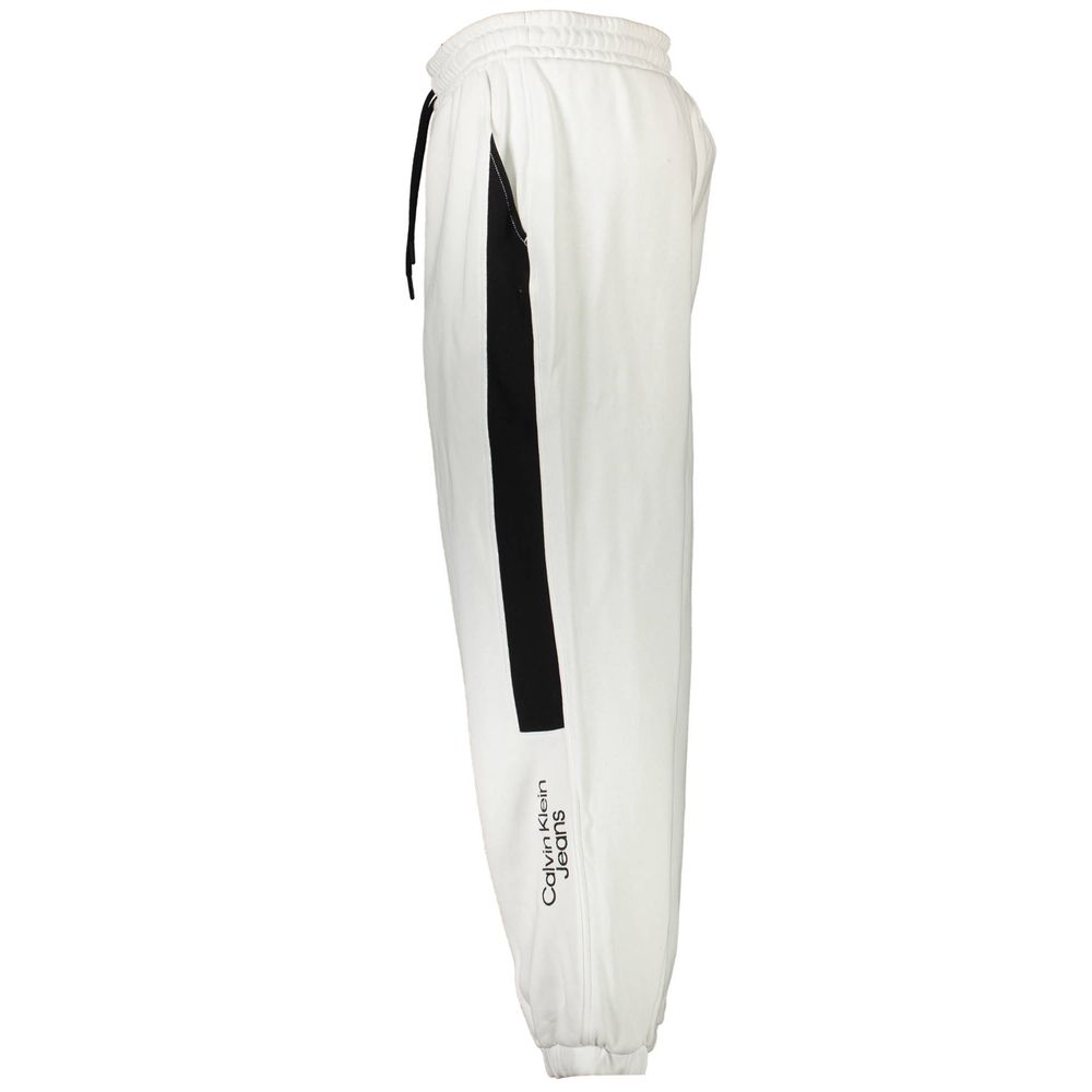Pantaloni albi din bumbac Calvin Klein
