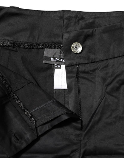 BENCIVENGA Black Cotton Blend Cropped Straight Leg Pants