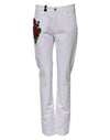 Dolce & Gabbana White Floral Sequined Embroid GIRLY Denim Jeans