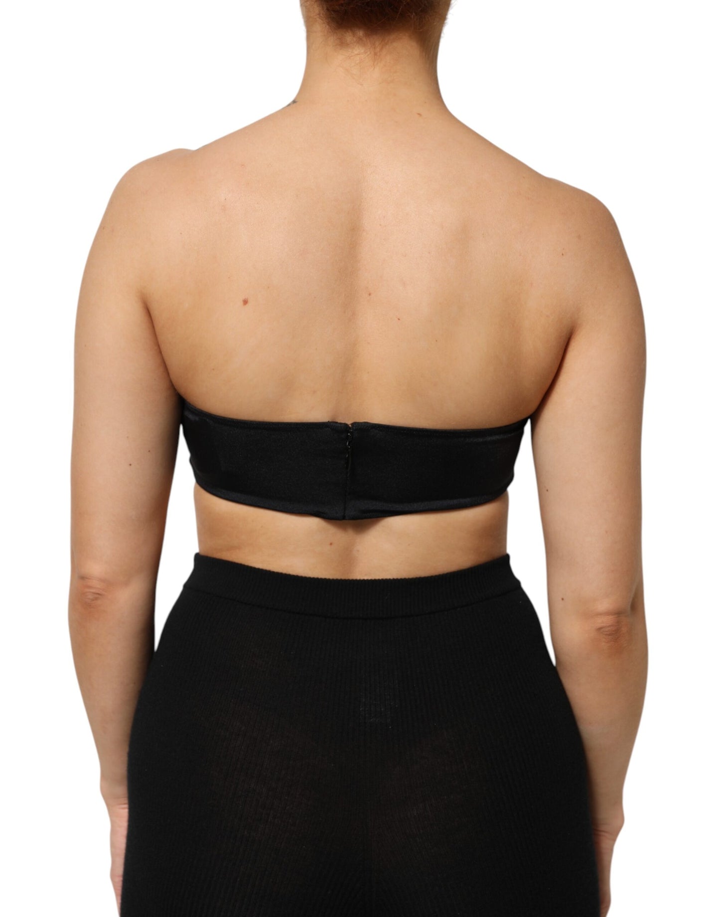 Dolce & Gabbana Black Nylon Blend Bandeau Strapless Tube  Top