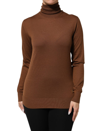 Dolce & Gabbana Brown Cashmere Turtle Neck Pullover Sweater