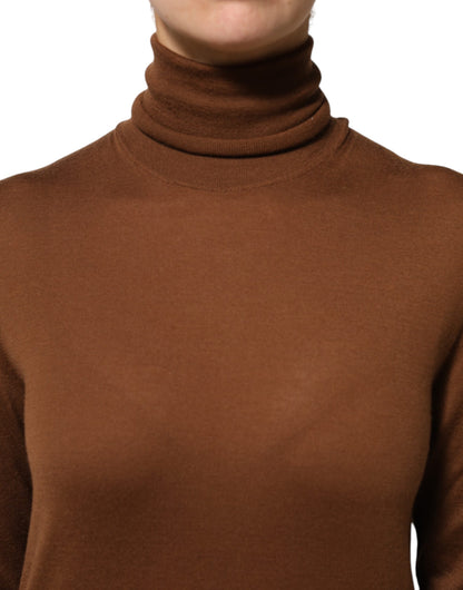 Dolce & Gabbana Brown Cashmere Turtle Neck Pullover Sweater