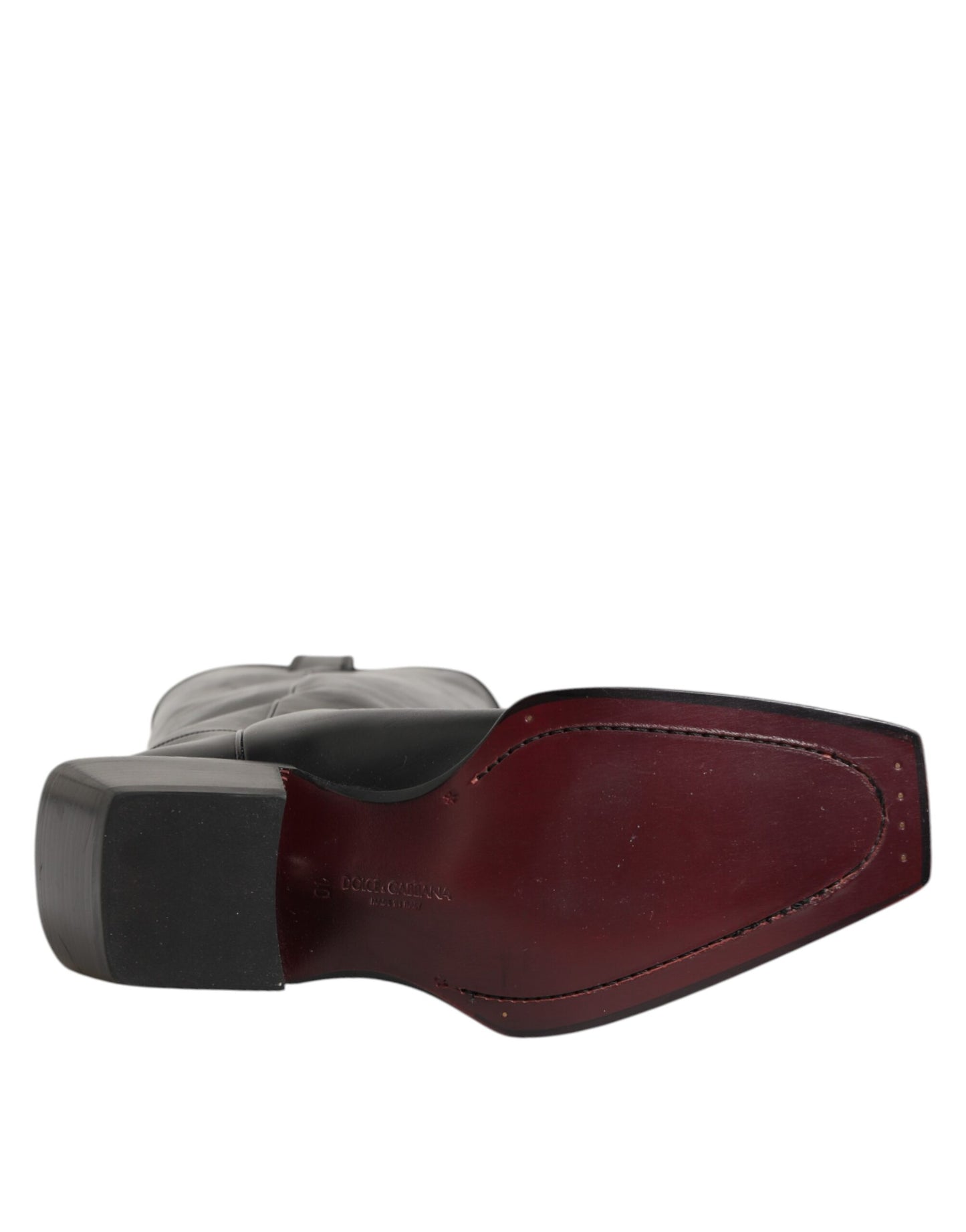 Dolce & Gabbana Black Leather Over The Calf Biker Boots Shoes