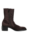 Dolce & Gabbana Brown Cotton Velvet Mid Calf Short Boots Shoes