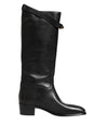 Dolce & Gabbana Black Logo Plaque Over The Calf Boots Shoes