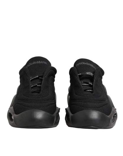 Dolce & Gabbana Black Lace Up Wave Low Top Men Sneaker Shoes