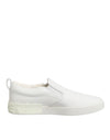 Dolce & Gabbana White Leather Low Top Slip On Sneakers Shoes