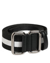 Dolce & Gabbana Black White Striped Metal Buckle Men Belt