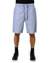 Dolce & Gabbana Light Blue Linen Mid Waist Men Bermuda Shorts