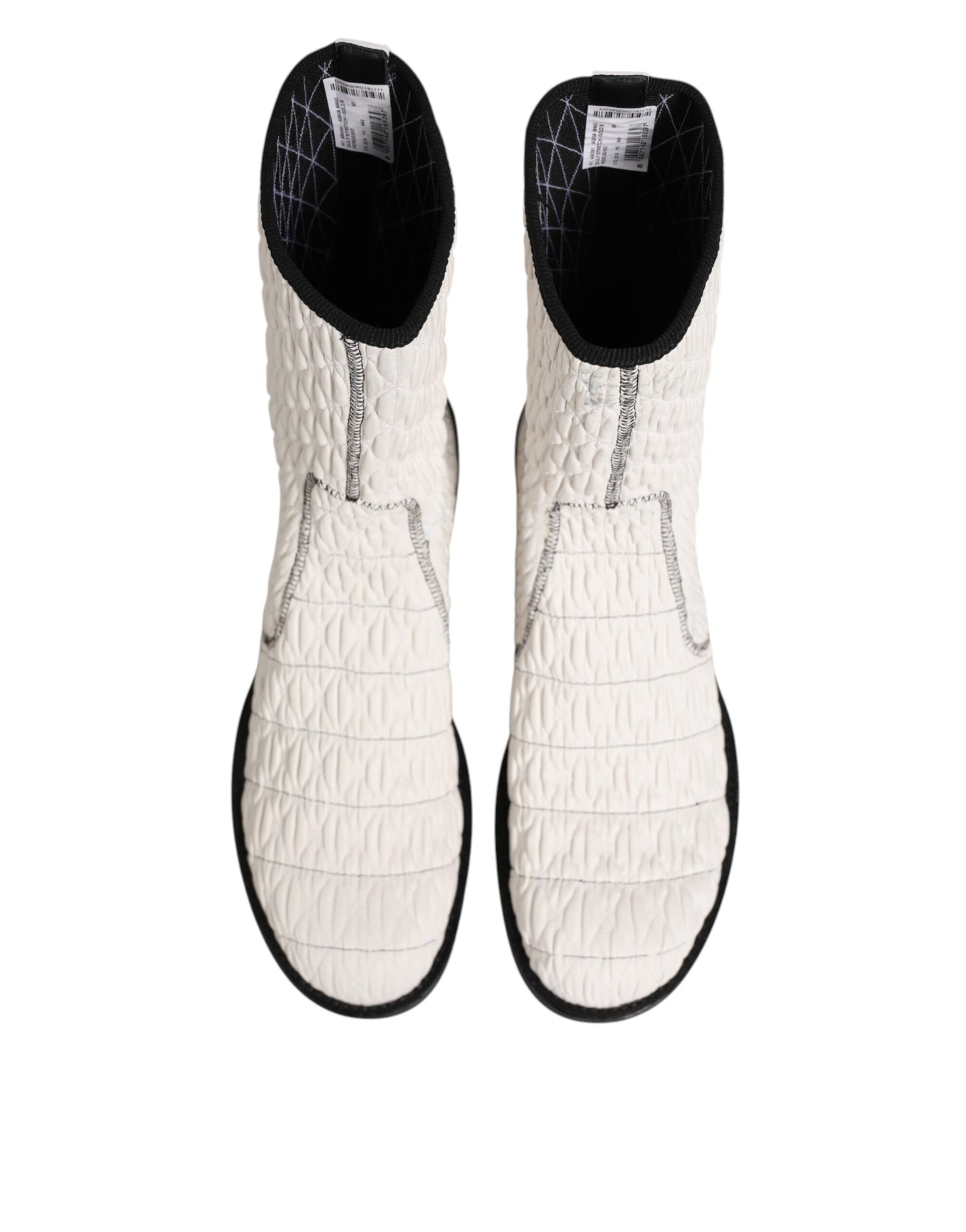 Dolce & Gabbana White Lambskin Leather Mid Calf Boots Shoes