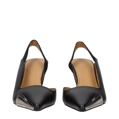 Off-White Black Leather High Heel Pumps