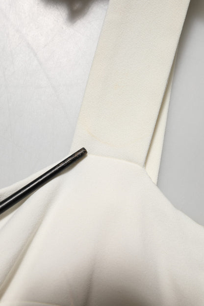 Dolce & Gabbana White Floral Lace Sleeveless Midi Dress