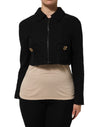 Dolce & Gabbana Black Cotton Full Zip Cropped Coat Jacket