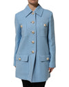 Dolce & Gabbana Blue Buttoned Down Trench Coat Jacket