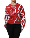 Dolce & Gabbana Red White Cotton Printed Pullover Sweater