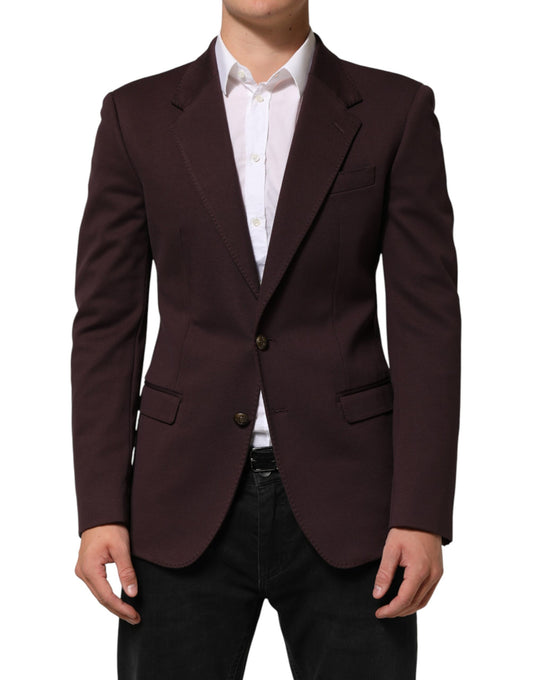 Dolce & Gabbana Maroon Cotton 2 Buttons Suit Jacket Blazer