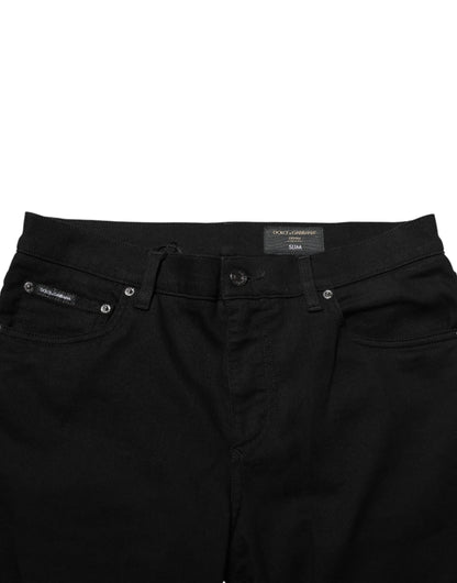 Dolce & Gabbana Black Cotton Stretch Slim Fit Men Denim Jeans