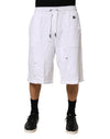 Dolce & Gabbana White Distressed Cotton Men Bermuda Shorts