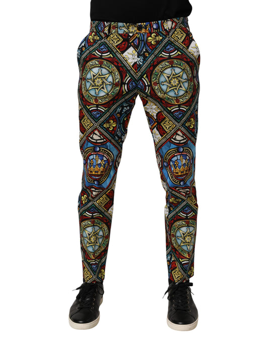 Dolce & Gabbana Multicolor Stained Glass Window Style Print Men Pants