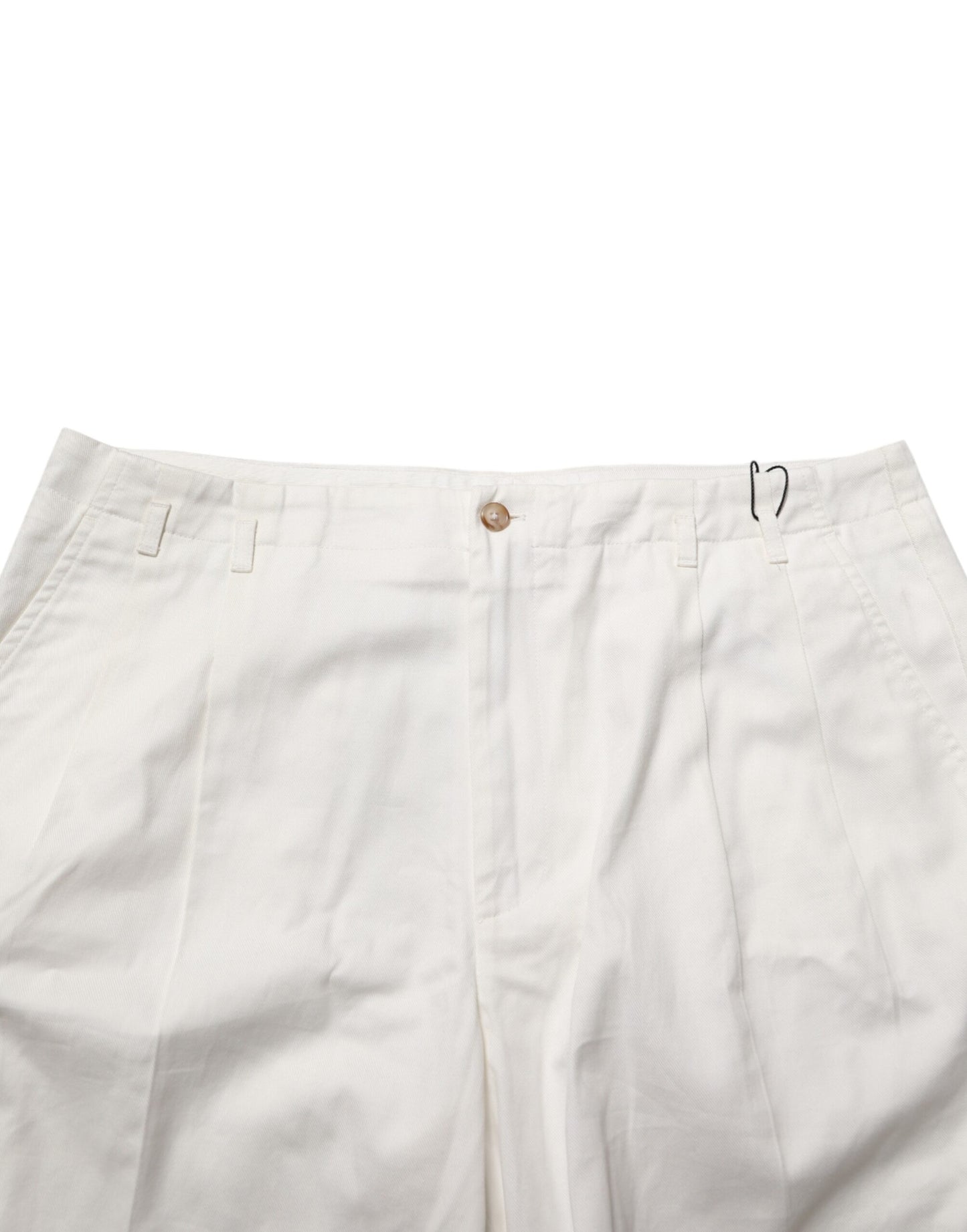 Dolce & Gabbana White Cotton Mid Waist Men Bermuda Shorts
