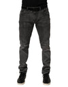 Dolce & Gabbana Dark Gray Cotton Skinny Men Denim Jeans