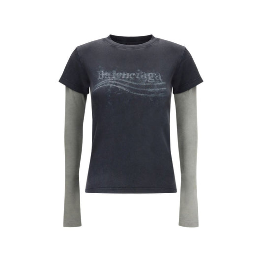 Tricou Balenciaga Washed Crayon Political cu mânecă dublă