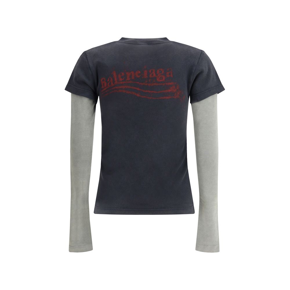 Tricou Balenciaga Washed Crayon Political cu mânecă dublă
