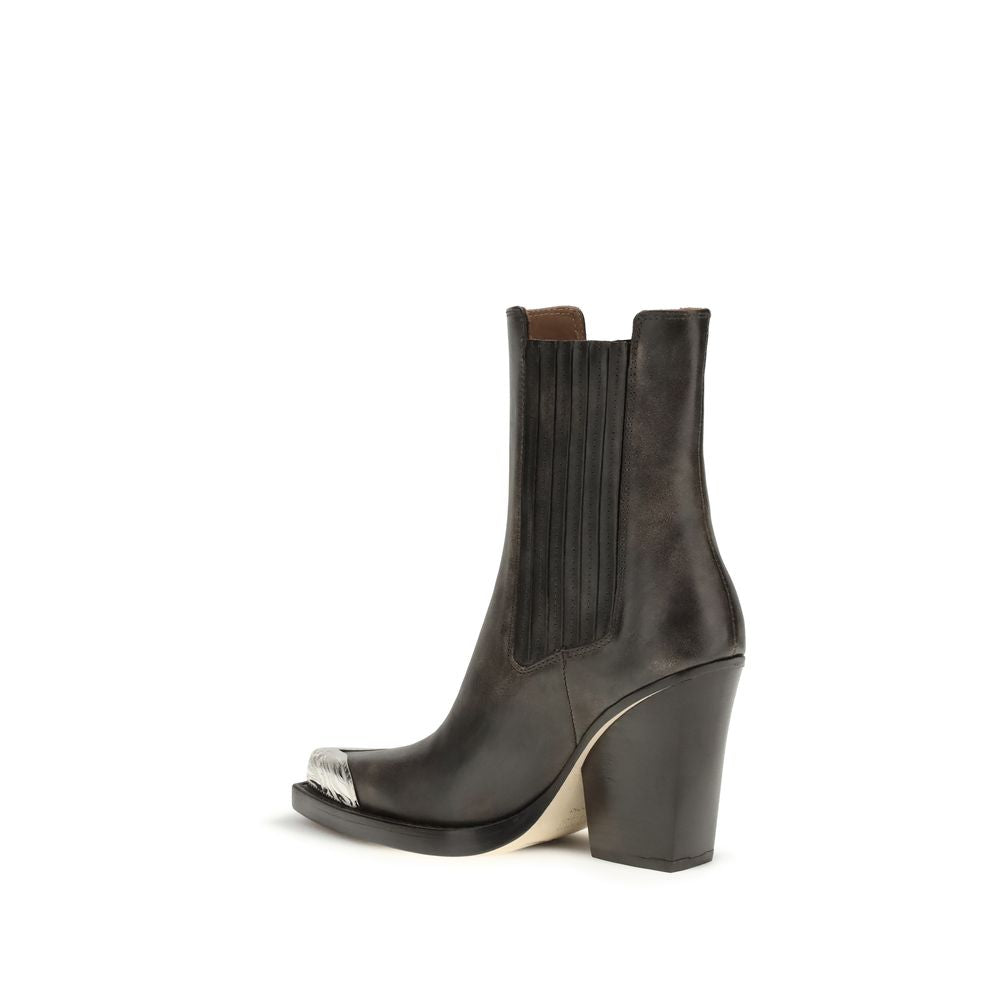 Paris Texas Black Leather Ankle Boots