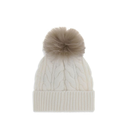 Moncler Grenoble White Fleece Wool Beanie
