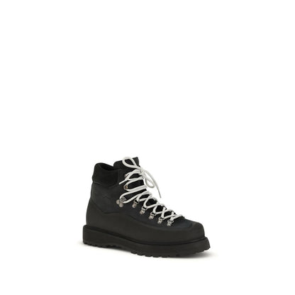 Diemme Black Calf Leather Bos Taurus Lace-Up Boots