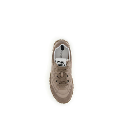 Miu Miu Brown Recycled Polyamide Athletic Sneakers