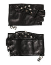 Dolce & Gabbana Black Leather Studded Fingerless Hand Mitten Men Gloves