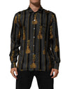 Dolce & Gabbana Black Dotted Tassel Silk Button Down Shirt