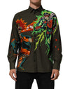 Dolce & Gabbana Brown Superhero Print Button Down Shirt