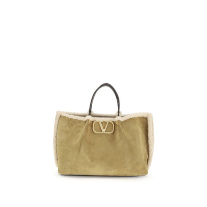 Valentino Garavani Beige Leather Shoulder Bag