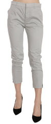Jucca Cotton Gray High Waist Skinny Cropped Trousers Pants