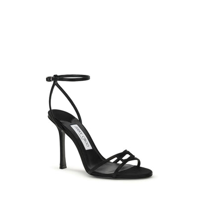 Jimmy Choo Black Calf Leather Bos Taurus Stiletto Heel Sandals
