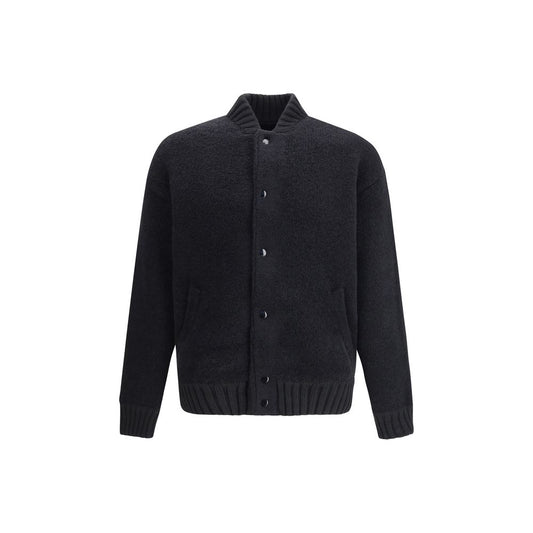 Laneus Black Merino Wool Bomber