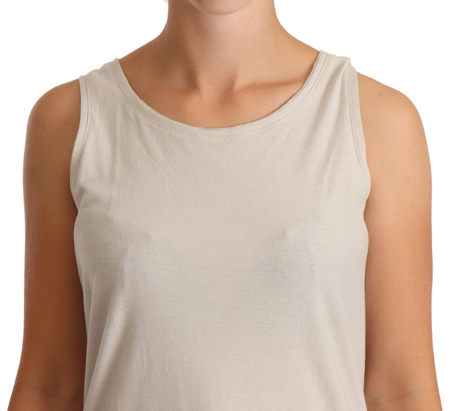 Max Mara Light Gray 100% Cotton Sleeveless Razor Back Tank Top