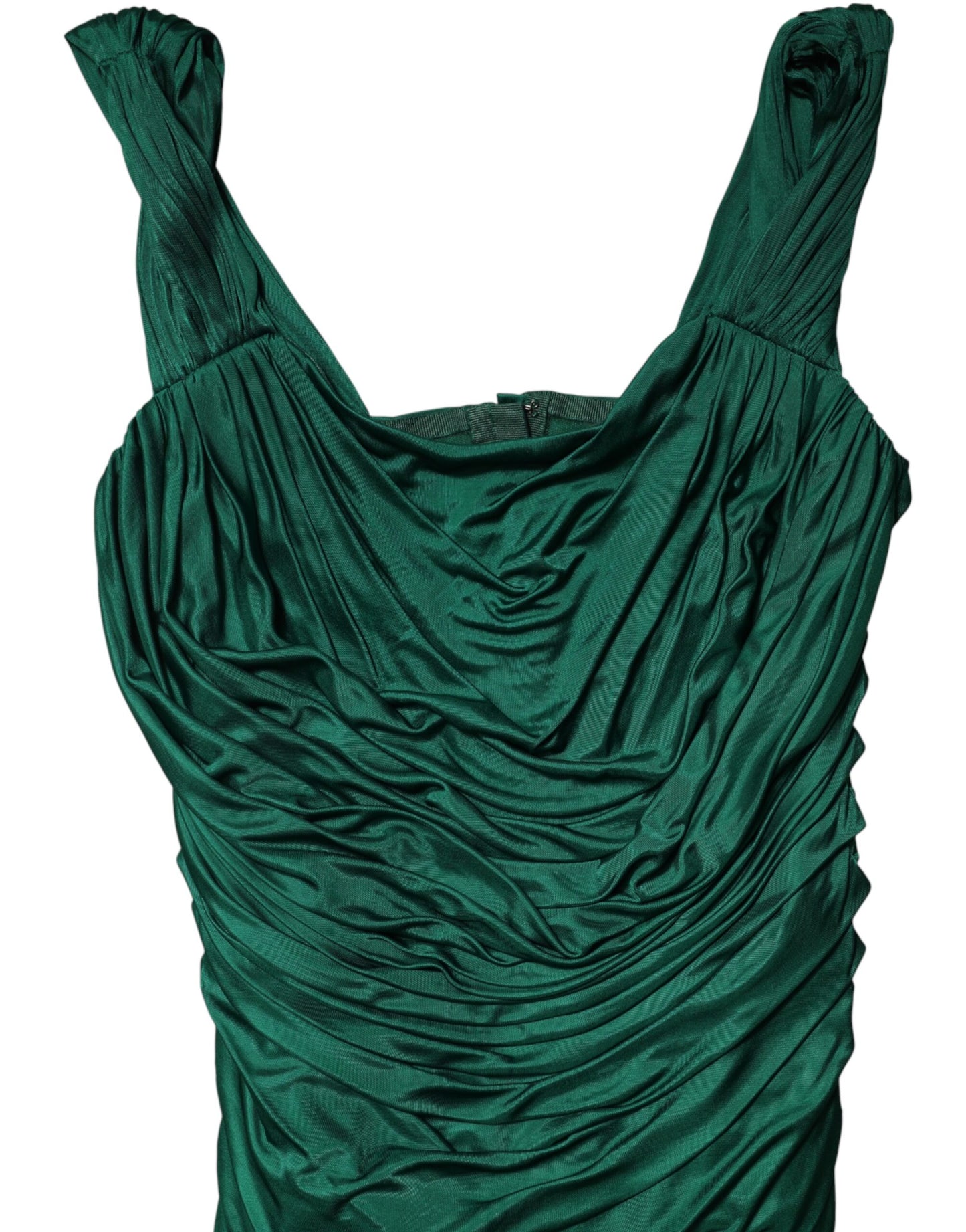 Dolce & Gabbana Green Viscose Drape Jersey Organzine Tank Top