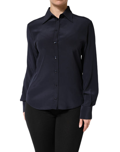 Dolce & Gabbana Blue Collared Long Sleeves Dress Shirt Top