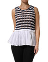Dondup White Black Knitted Round Neck Sleeveless Tank Top