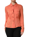 Emporio Armani Orange Collared Button Down Long Sleeves  Top