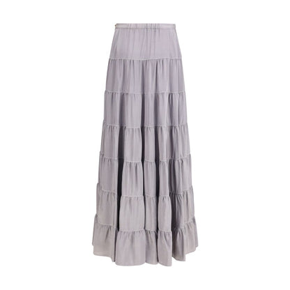 Forte_Forte Gray Silk Long Skirt