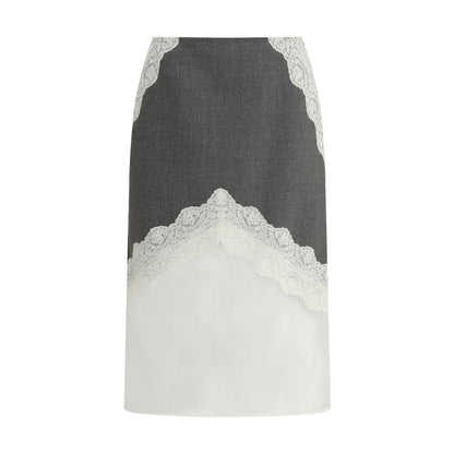 Jil Sander Gray Polyester Midi Skirt