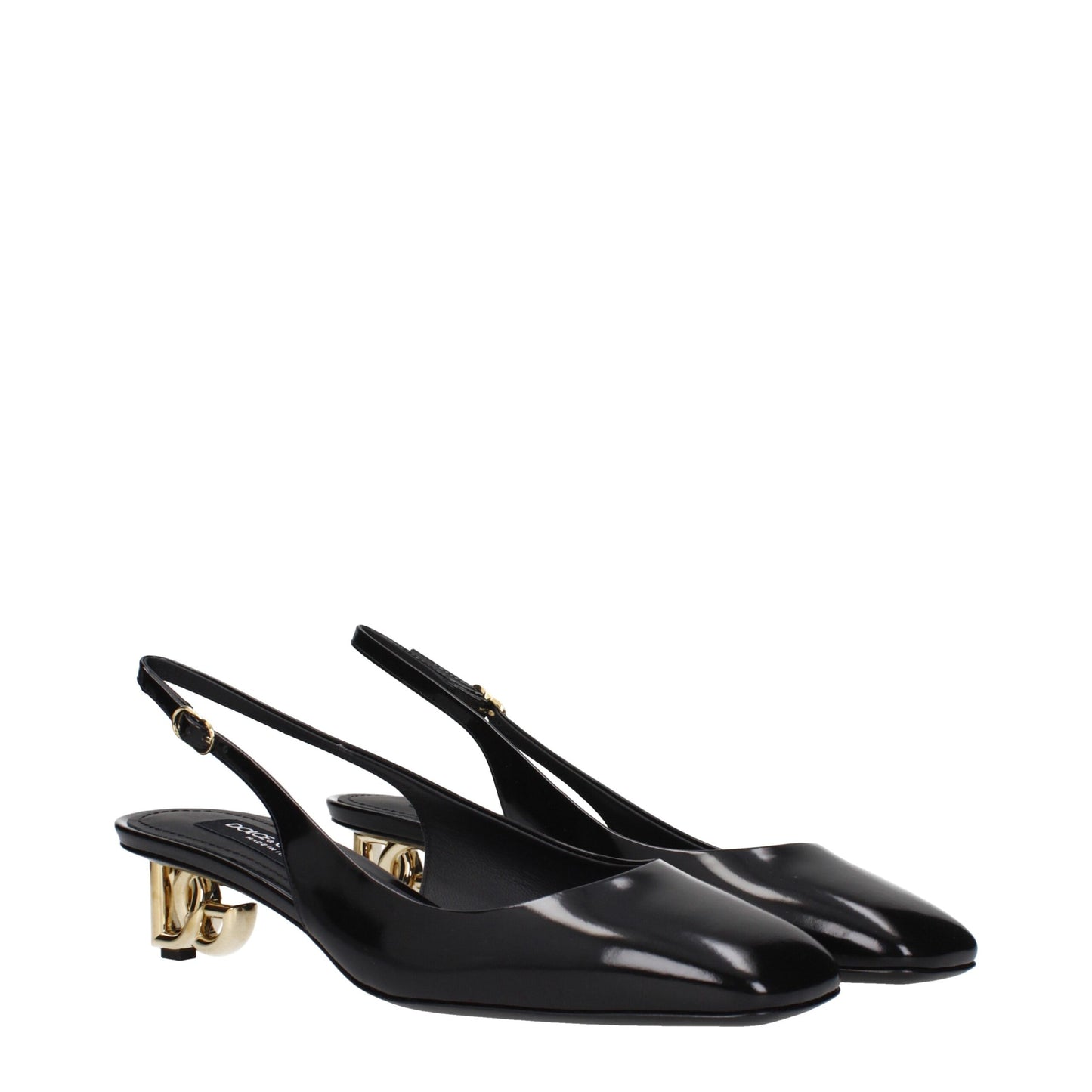 Dolce & Gabbana Black Leather Mid Heel Pumps