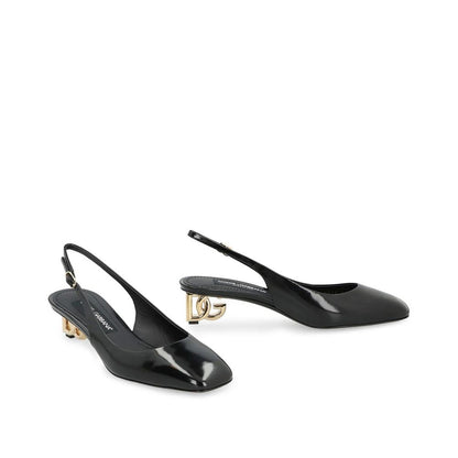Dolce & Gabbana Black Calfskin Mid Heel Pumps