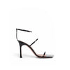 Amina Muaddi Black Calfskin Stiletto Heel Sandals