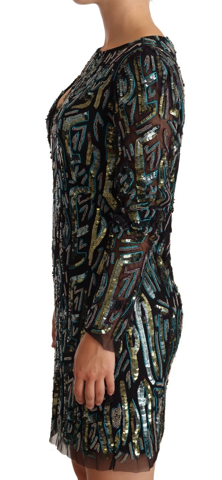 Patrizia Pepe Sheath Multicolor Sequin Long Sleeves Mini Dress