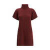 Brunello Cucinelli Bordeaux Fleece Wool Casual Dress